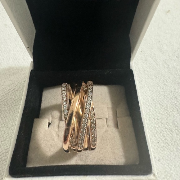 Authentic Pandora Silver Rose gold Entwined Ring Size 64 - Picture 3 of 7